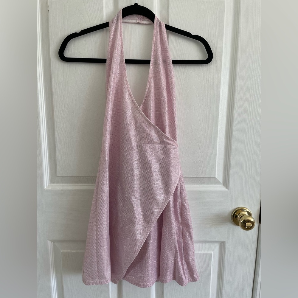 The perfect party dress! Super cute pink sparkly mini dress. - Picture 2 of 3